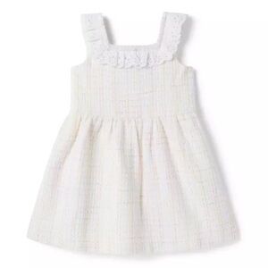 Janie & Jack Size 4 White Pastel Tweed Sleeveless Dress